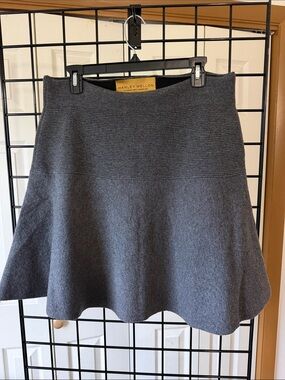 Charcoal Knit Cashmere Flared Skirt